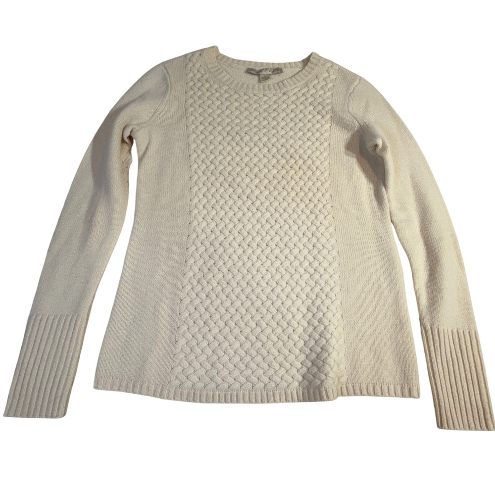 Belford Cashmere Sweater – S Cream Cable Knit Crew Neck Long Sleeve